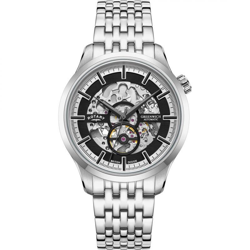 Mens rotary exclusive skeleton automatic clearance watch