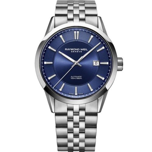 Raymond Weil Freelancer Men s Silver Blue 26 Jewel Automatic Swiss Watch 2731 ST 50001