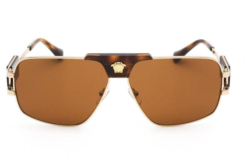 Versace VE2251 Men's Gold Havana Rectangular Sunglasses 147073 - WatchStatus Ltd