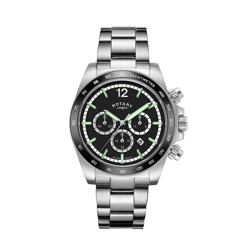 Rotary Henley Watch Men's Silver/Black Chronograph GB05440/04