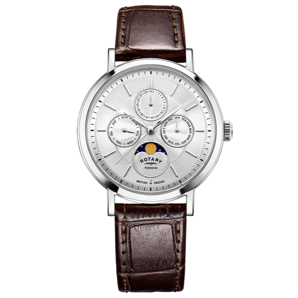 Rotary Moonphase Men's Watch Brown Leather GS05425/06