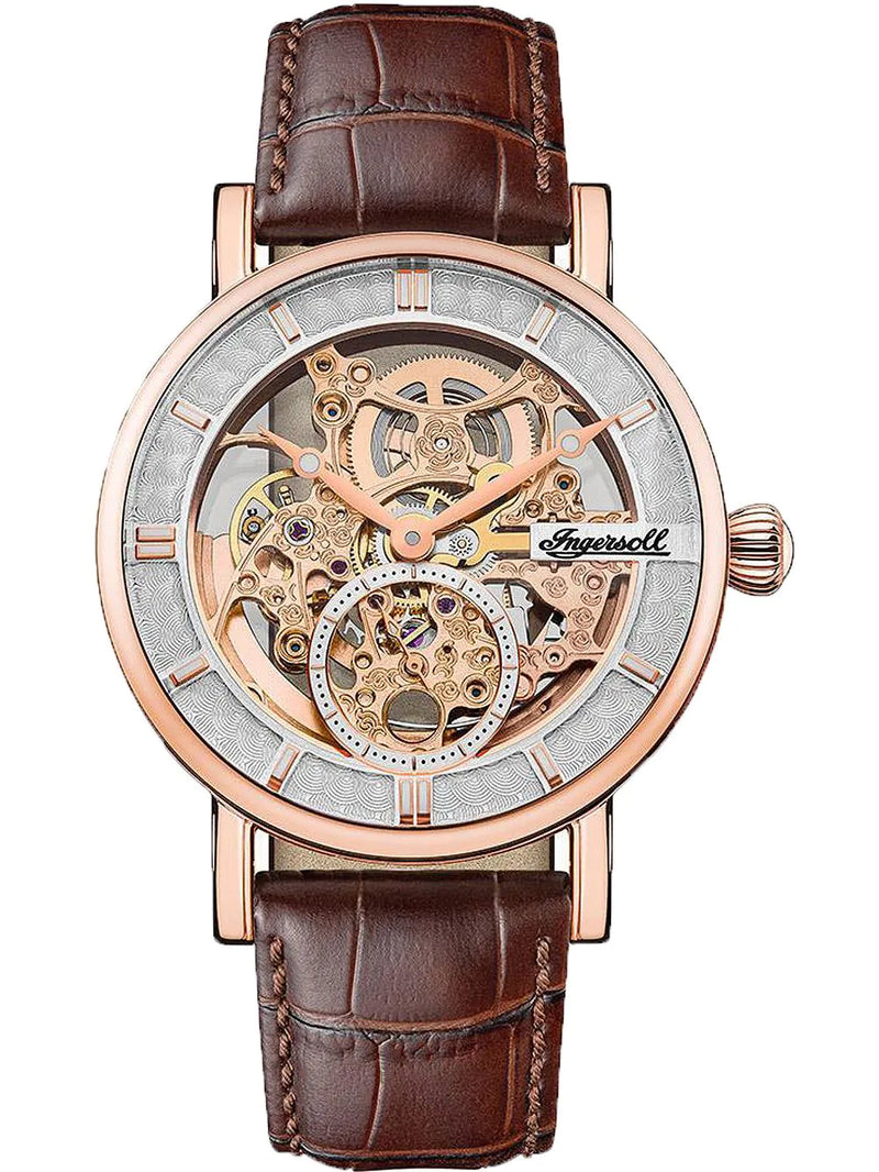 Ingersoll The Herald Men's Watch Brown Leather Skeleton Automatic I00401B