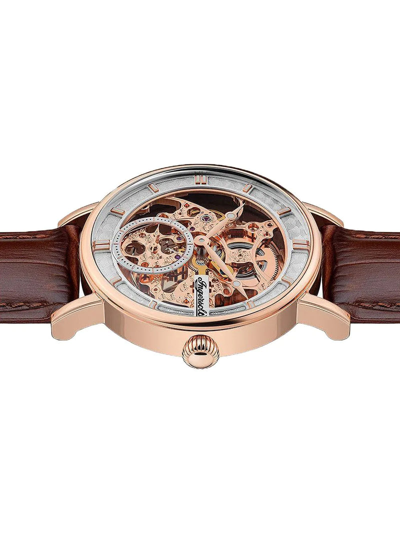 Ingersoll The Herald Men's Watch Brown Leather Skeleton Automatic I00401B