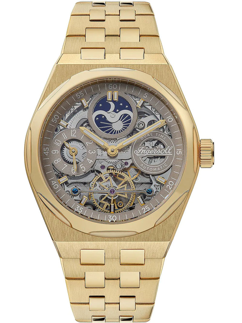 Ingersoll The Broadway Men's Watch Gold Skeleton Automatic I12902