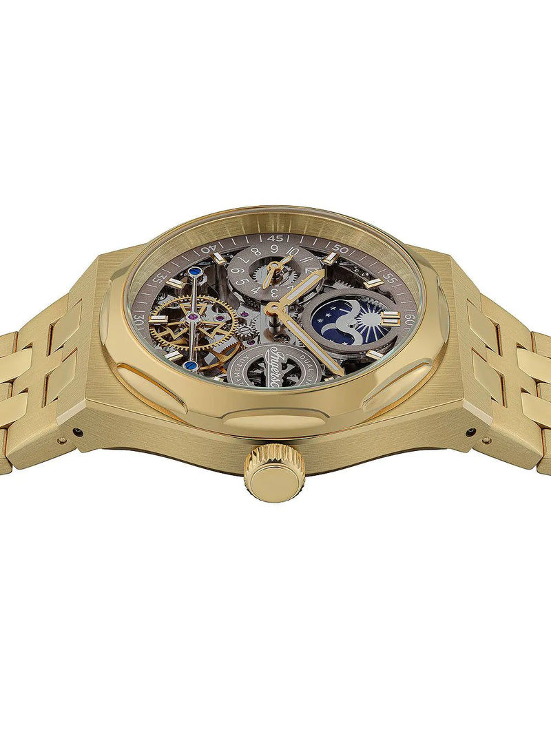 Ingersoll The Broadway Men's Watch Gold Skeleton Automatic I12902