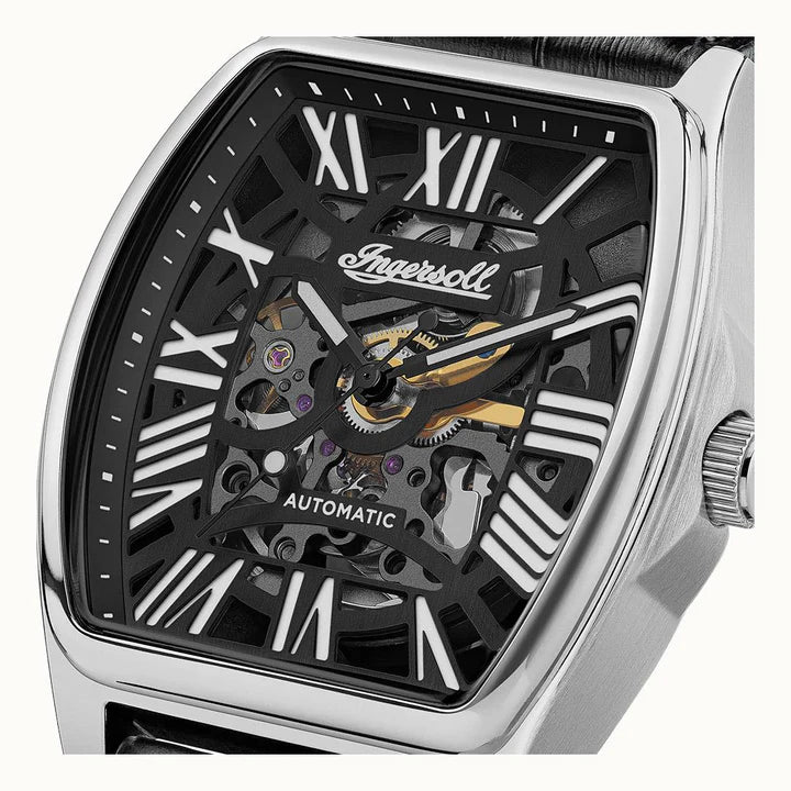 Ingersoll The California Men's Watch Black Leather Skeleton Automatic I14202