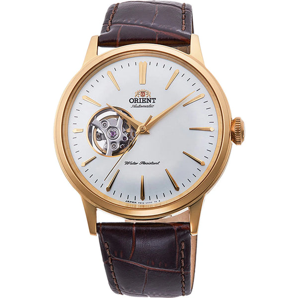 Orient Bambino Open Heart Men's Watch Gold / Brown Leather RA-AG0003S30B