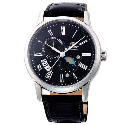 Orient Sun & Moon Men's Watch Black Leather RA-AK0010B30B