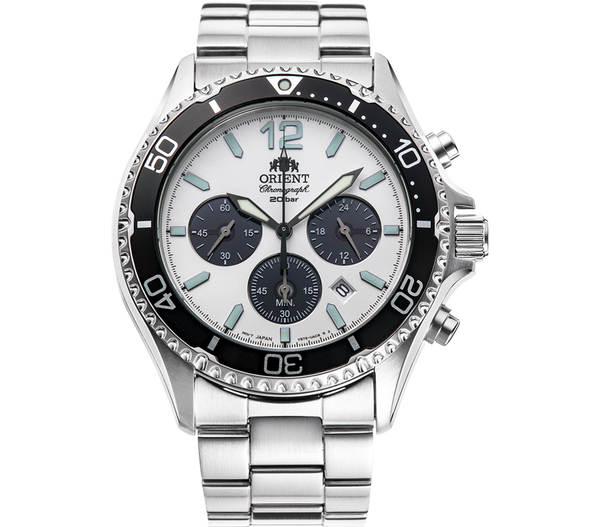 Orient Mako Solar Men's Watch White Dial Chronograph RA-TX0203S10B