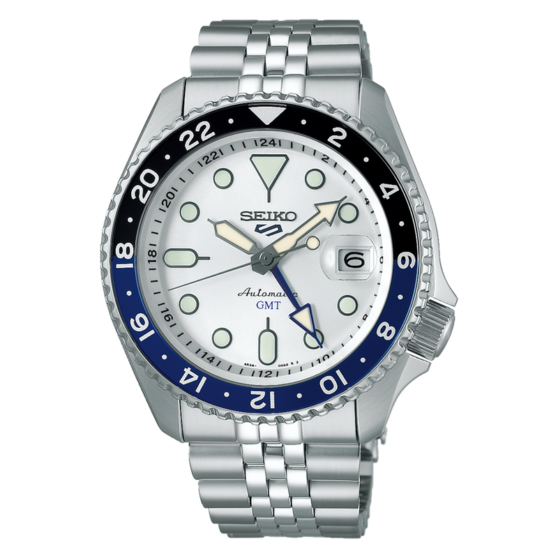 Seiko 5 Sports GMT Men's Watch Silver Dial Automatic SSK033K1