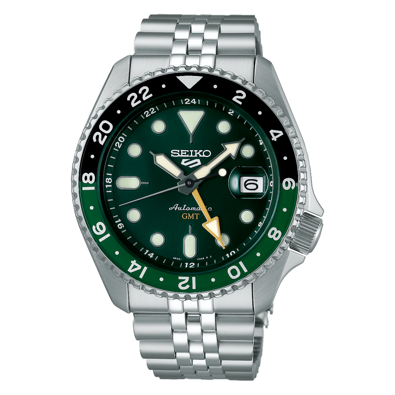 Seiko 5 Sports GMT Men's Watch Green Dial Automatic SSK035K1