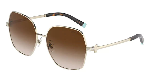 Tiffany & Co. Ladies Sunglasses Square Gold / Brown TF3085B