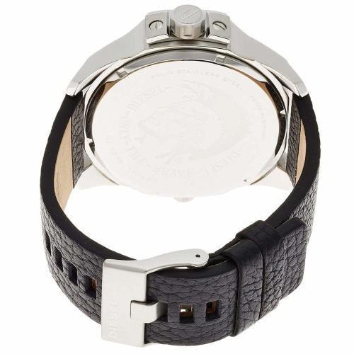 Diesel DZ7376 Mens Uber Chief Black Leather Silver Case Multi Time Watch