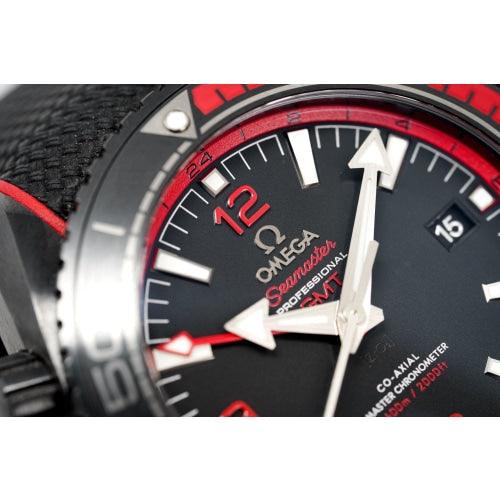 OMEGA Watch Seamaster Planet Ocean 600M 'Deep Black' Red GMT Ceramic - Watches & Crystals