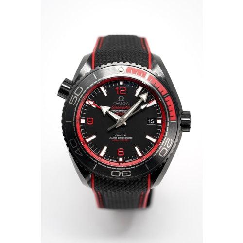 OMEGA Watch Seamaster Planet Ocean 600M 'Deep Black' Red GMT Ceramic - Watches & Crystals