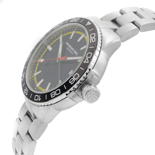 Raymond Weil Tango Bob Marley Ltd Edition Men’s GMT Silver/Black Diver Swiss Watch 8280-ST1-BMY18 - Watches