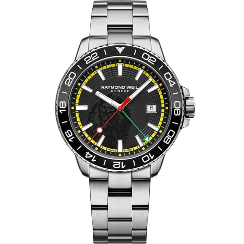 Raymond Weil Tango Bob Marley Ltd Edition Men’s GMT Silver/Black Diver Swiss Watch 8280-ST1-BMY18 - Watches