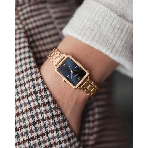 Vincero Ava Ladies Rose Gold Turkish Blue Stainless Steel Square Watch