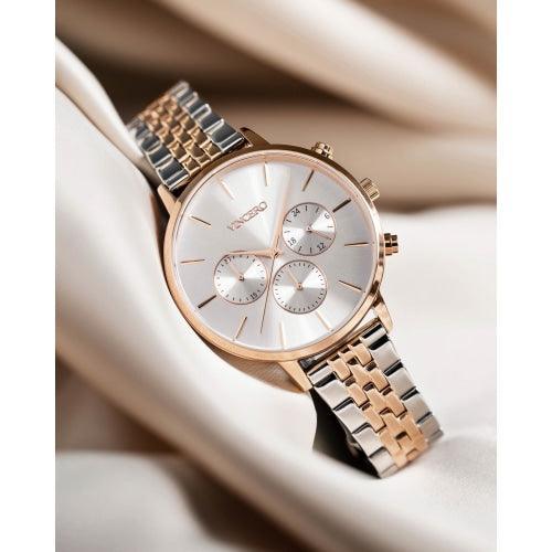 Vincero Kleio Ladies Rose Gold Silver Chronograph Mesh Watch